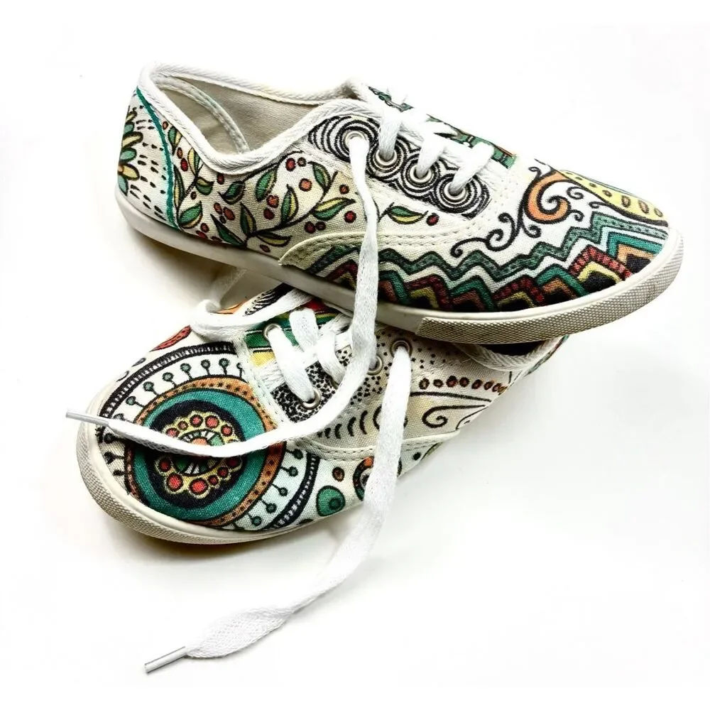 Custom Hand-Painted Canvas Sneakers Sz 8